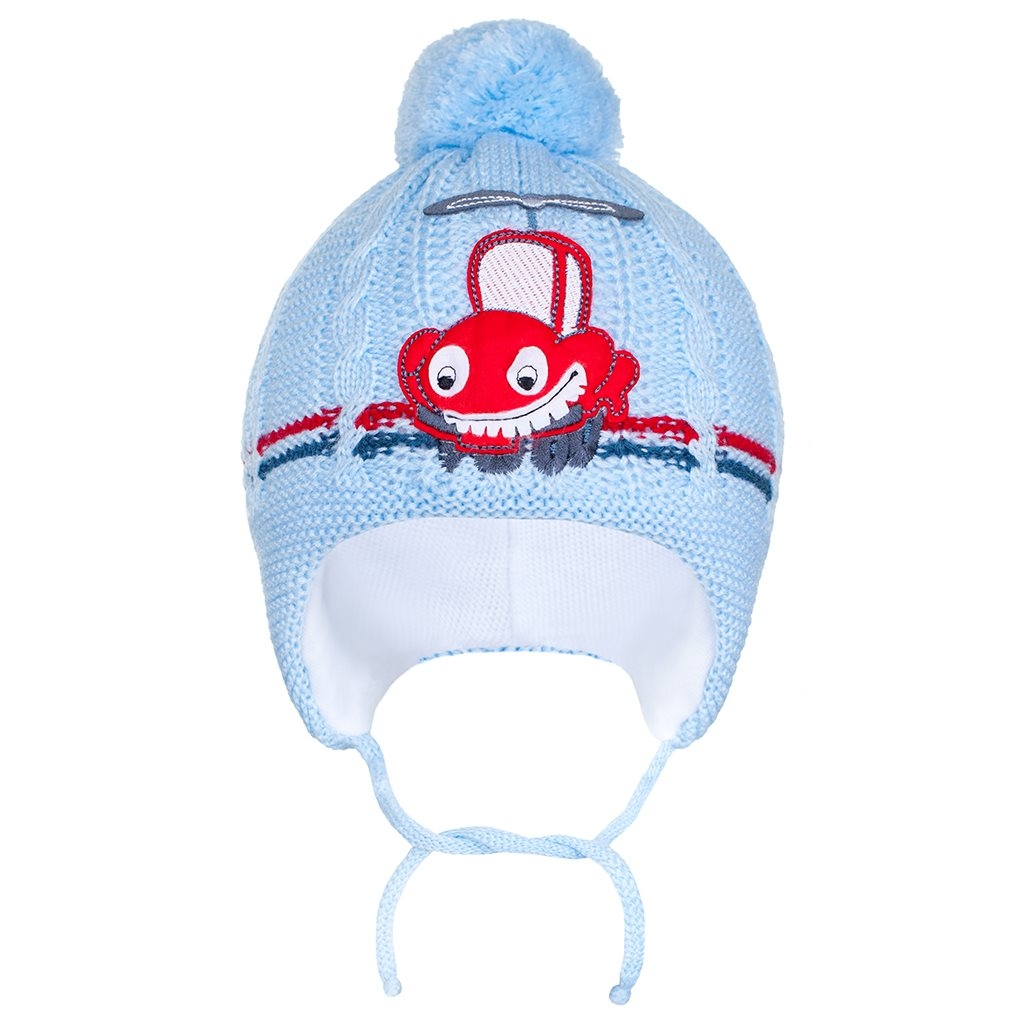 Zimná detská čiapočka New Baby autíčko bledo modrá 86 (12-18m)