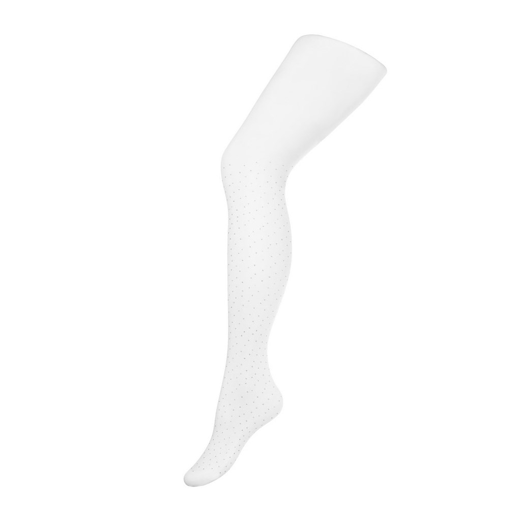 Bavlnené pančucháče 3D New Baby biele s bodkami 140 (9-10 rokov)