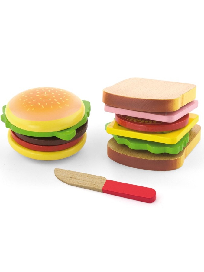 Detská drevená hračka Viga Hamburger a Sendvič