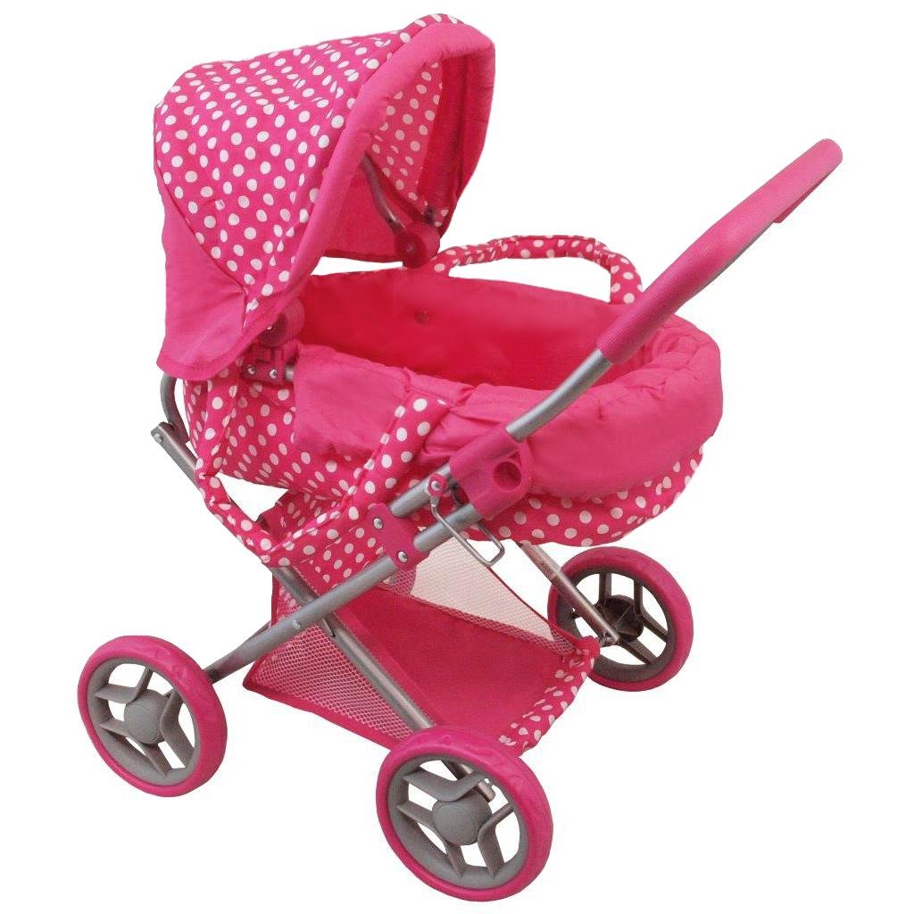 Hlboký kočík pre bábiky Baby Mix bodkovaný ružový