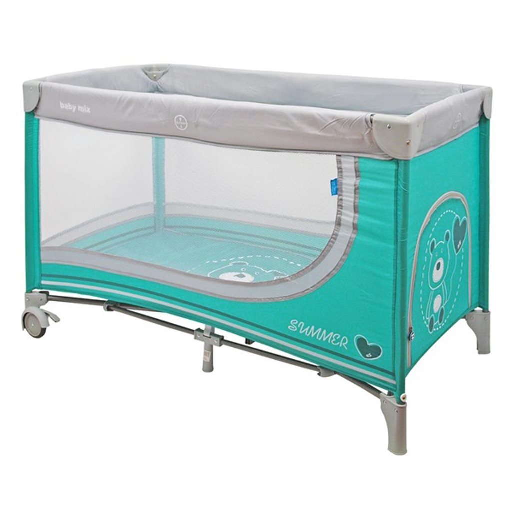 Detská cestovná postieľka Baby Mix Medvedík modrý