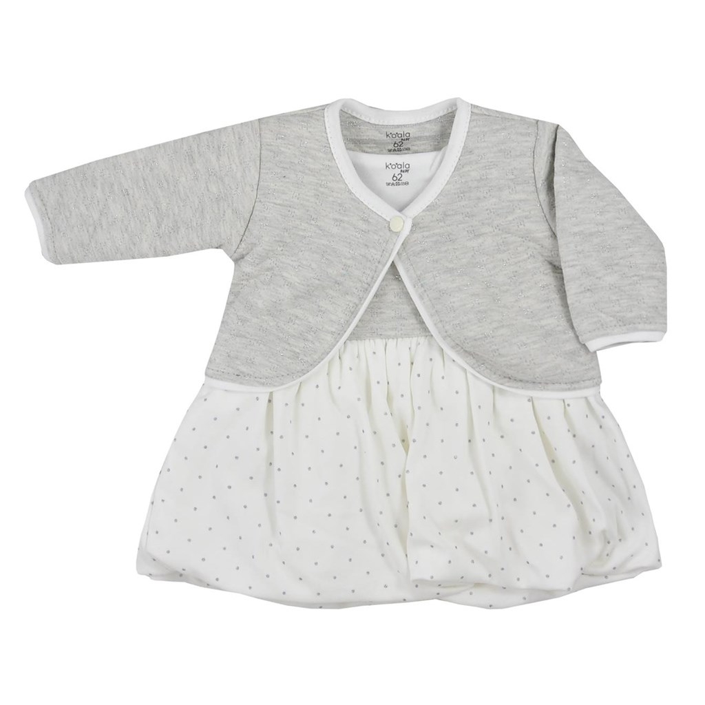 Dojčenské bavlnené šatôčky s bolerkom Koala Dots smotanové 68 (4-6m)