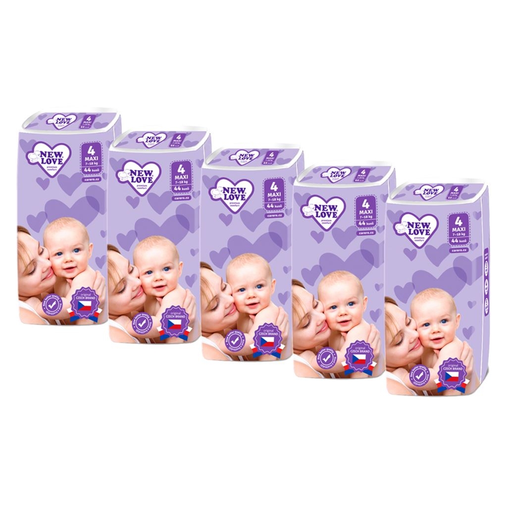 MEGAPACK Plienky New Love Premium comfort 4 MAXI 7-18 kg 5x44 ks