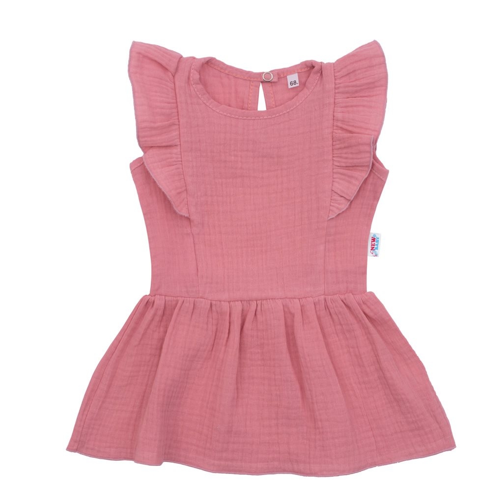 Dojčenské mušelínové šaty New Baby Summer Nature Collection ružové 62 (3-6m)