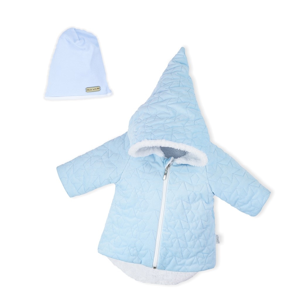 Zimný dojčenský kabátik s čiapočkou Nicol Kids Winter modrý 56 (0-3m)