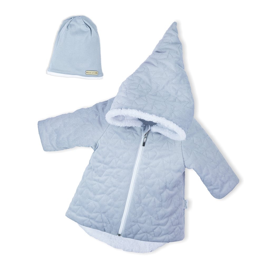 Zimný dojčenský kabátik s čiapočkou Nicol Kids Winter sivý 62 (3-6m)