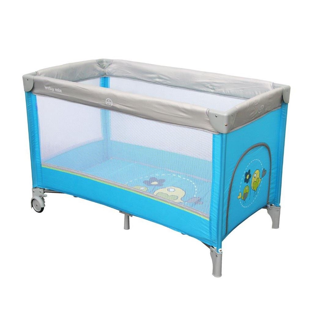 Detská cestovná postieľka Baby Mix Vrabce svetlo modrá