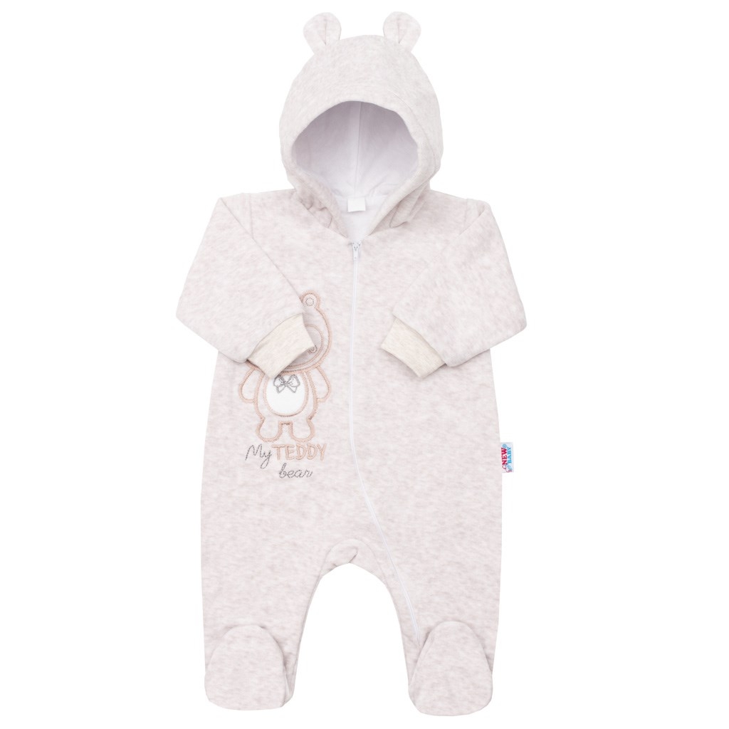 Dojčenský semiškový overal s kapucňou New Baby Sweetheart béžový 62 (3-6m)