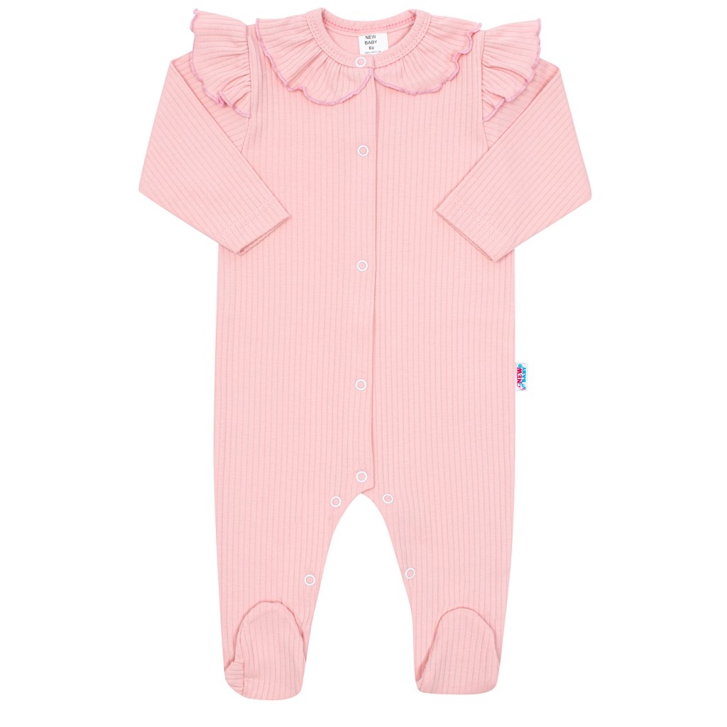 Dojčenský bavlnený overal New Baby Stripes ružový 56 (0-3m)