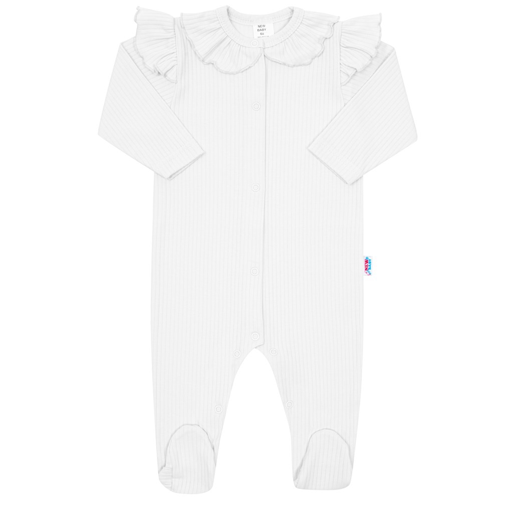 Dojčenský bavlnený overal New Baby Stripes biely 80 (9-12m)