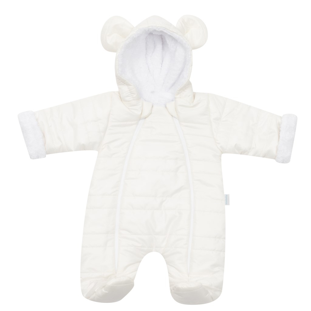 Zimná dojčenská kombinéza s kapucňou s uškami New Baby Pumi cream 62 (3-6m)