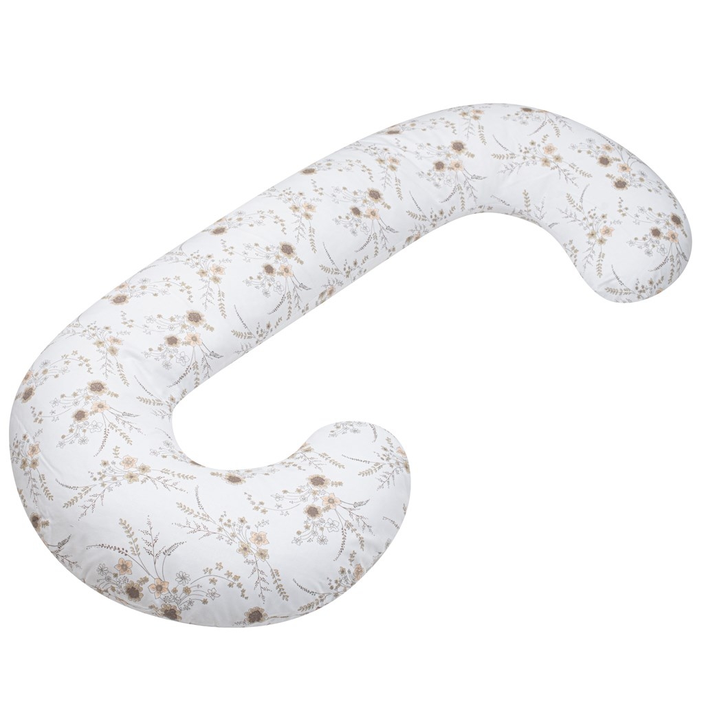 Univerzálny dojčiaci vankúš v tvare C New Baby Kvety biely