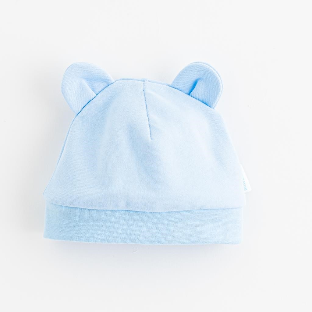 Dojčenská bavlnená čiapočka New Baby Kids modrá 68 (4-6m)
