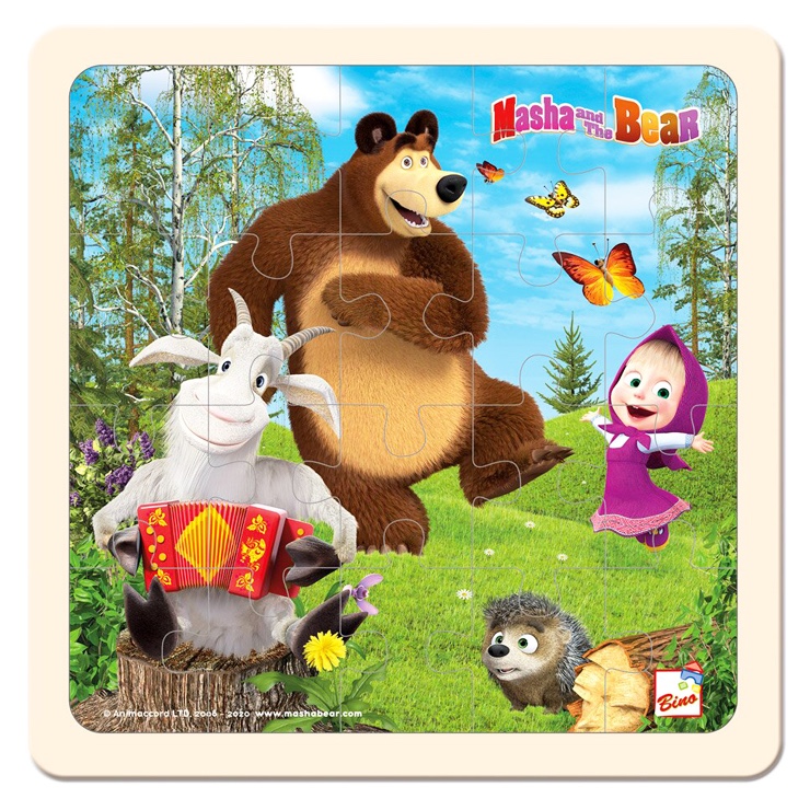 Máša a medveď puzzle s kozlíkom