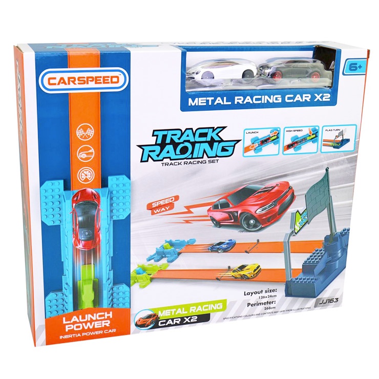 Autodráha a 2 kovové autá