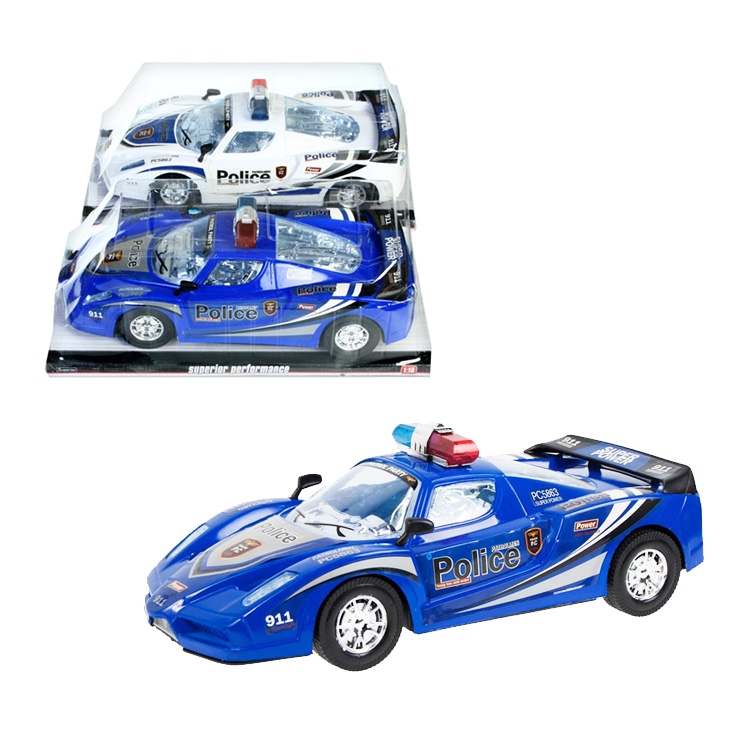 Policajné auto na zotrvačník - modré, biele