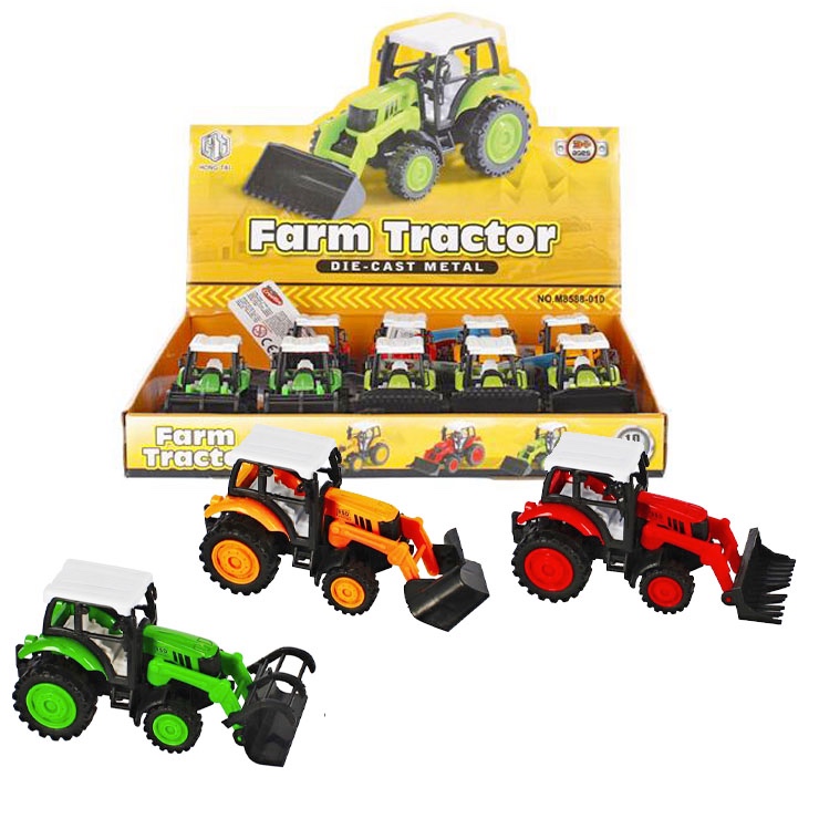 Kovový traktor pull back - viac farieb